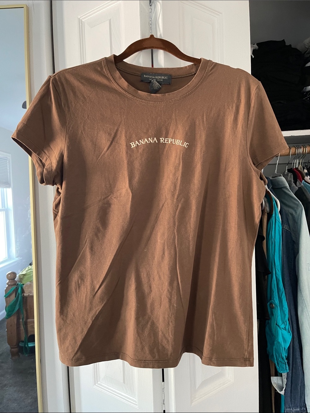Banana Republic Brown Tee with Cream Logo